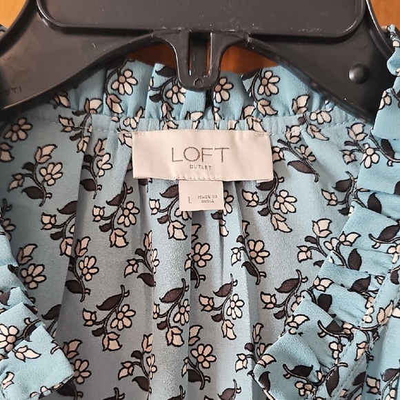LOFT Sky Blue Patterned Blouse - Picture 2 of 5